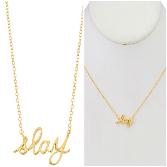 Slay script gold plated necklace - Picture 6 of 6